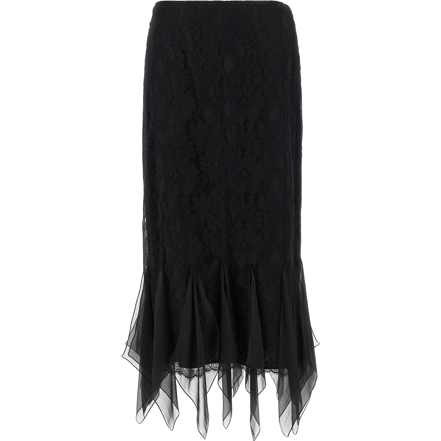 Black Cotton Midi Skirt