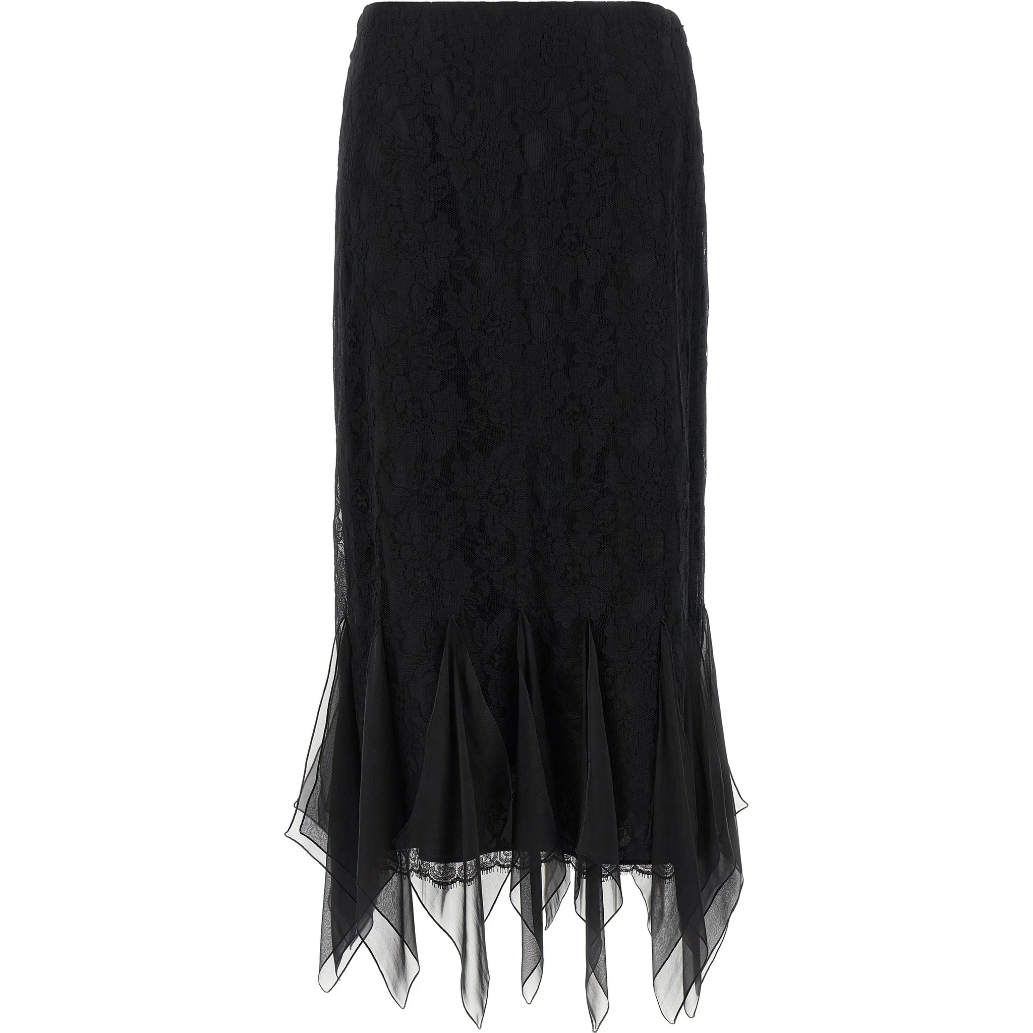 Black Cotton Midi Skirt