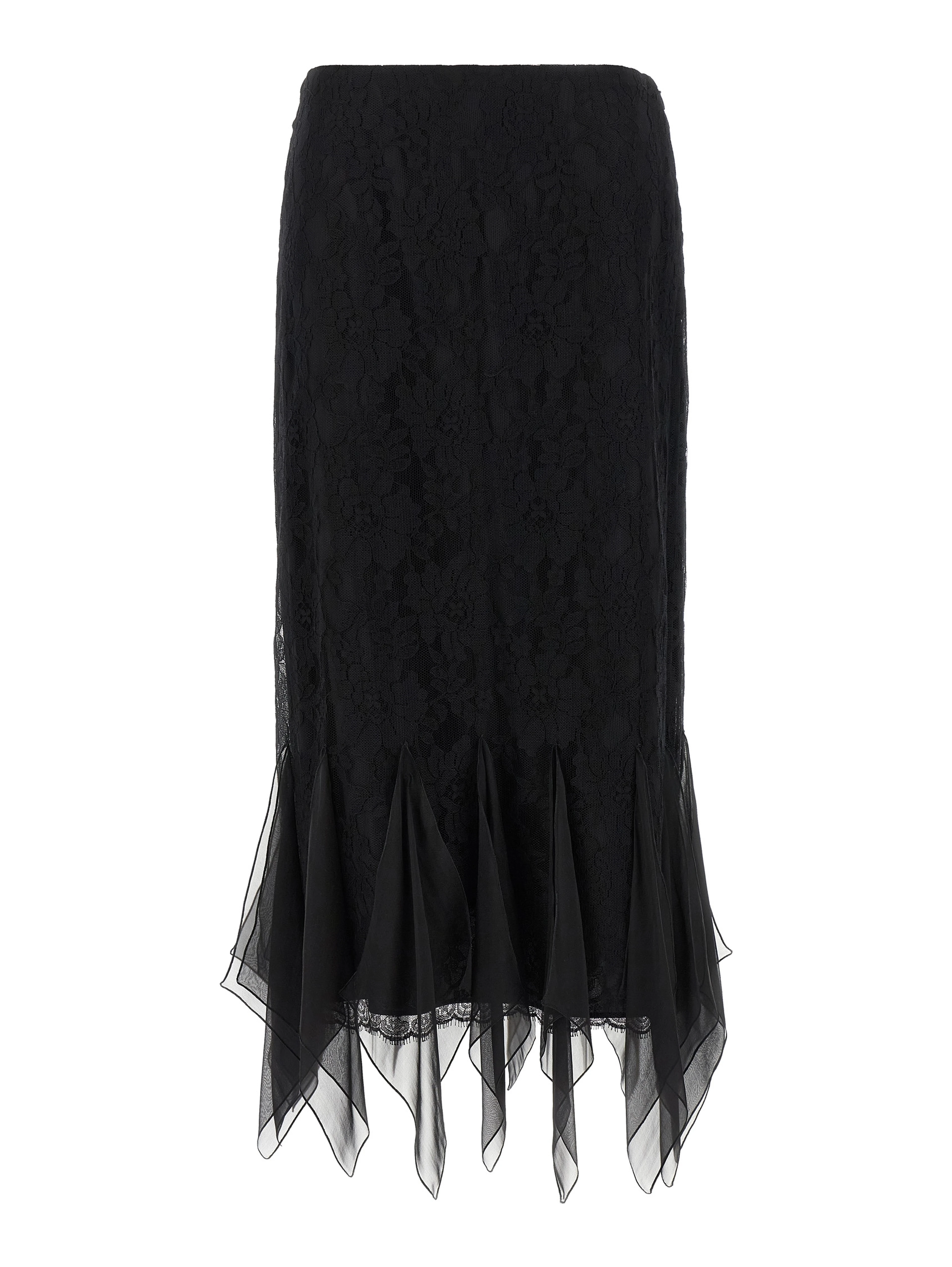 Black Cotton Midi Skirt