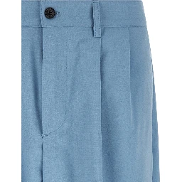 Blue Polyester Chino Pants