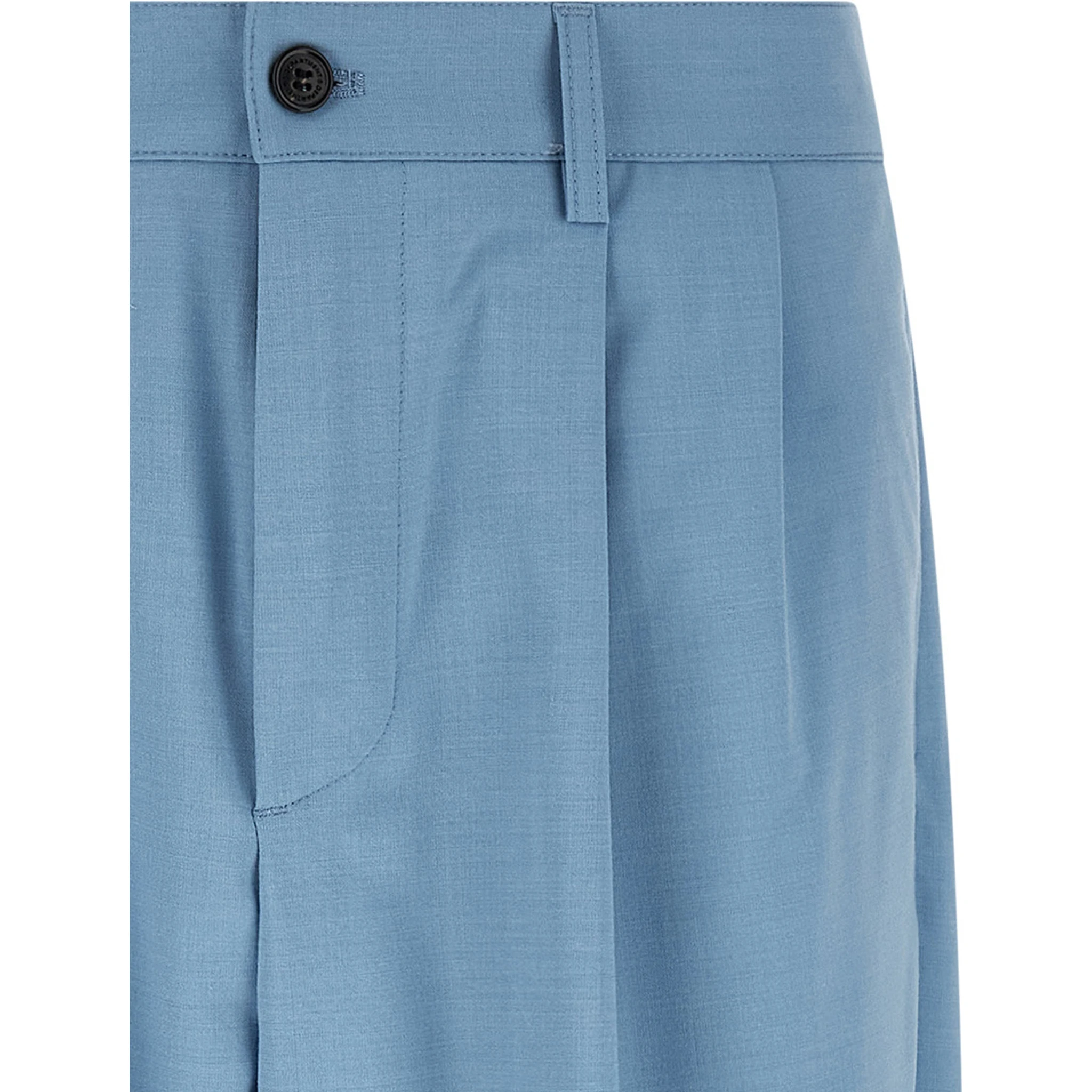 Blue Polyester Chino Pants