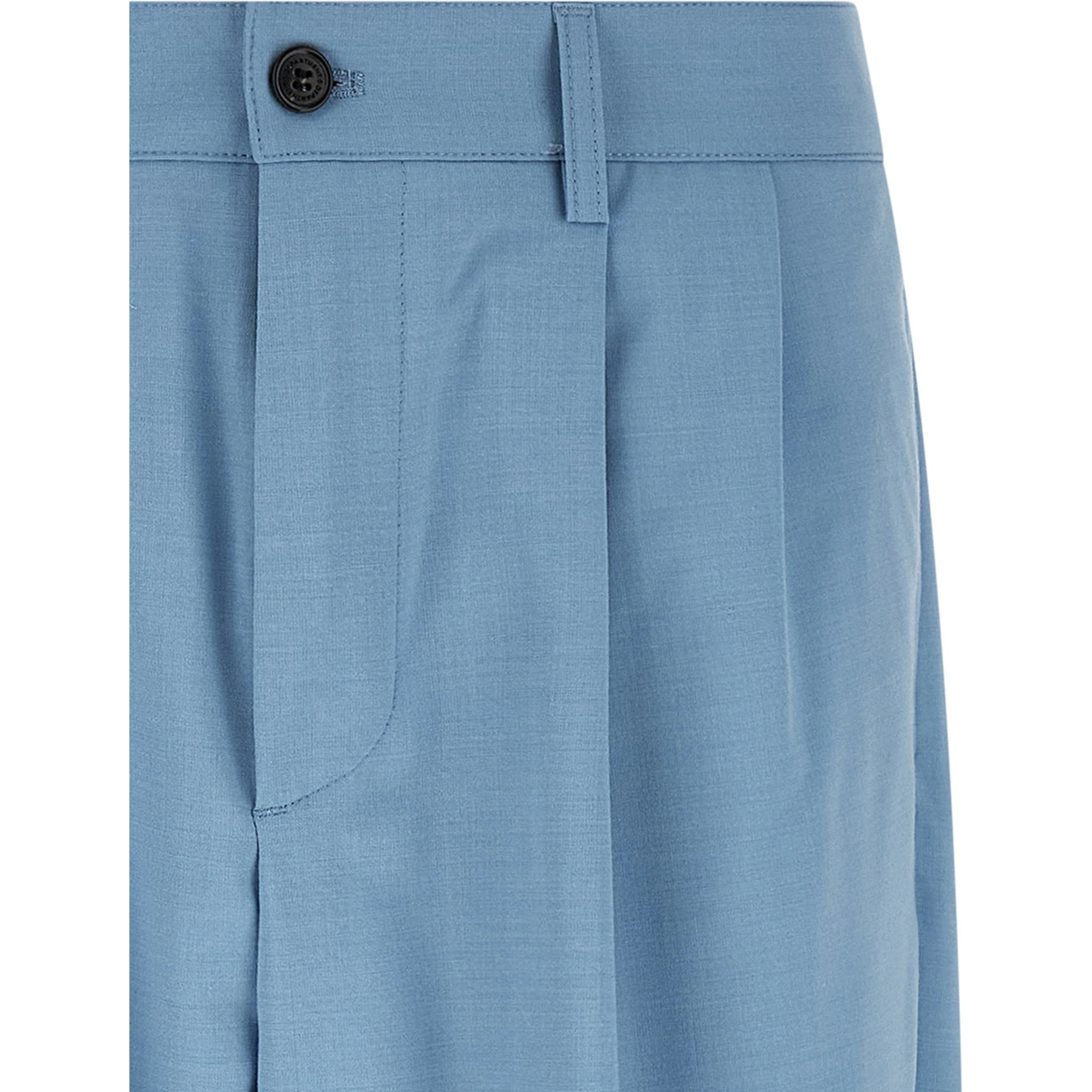 Blue Polyester Chino Pants