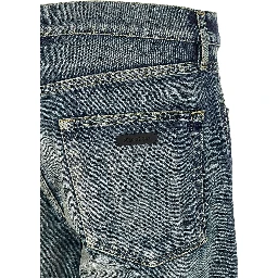 Blue Cotton Straight-Leg Jeans