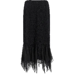 Black Cotton Midi Skirt