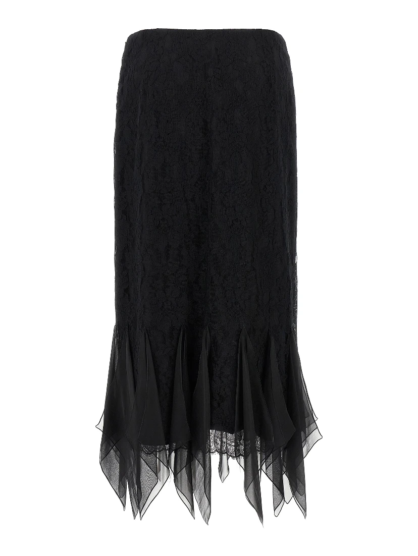 Black Cotton Midi Skirt