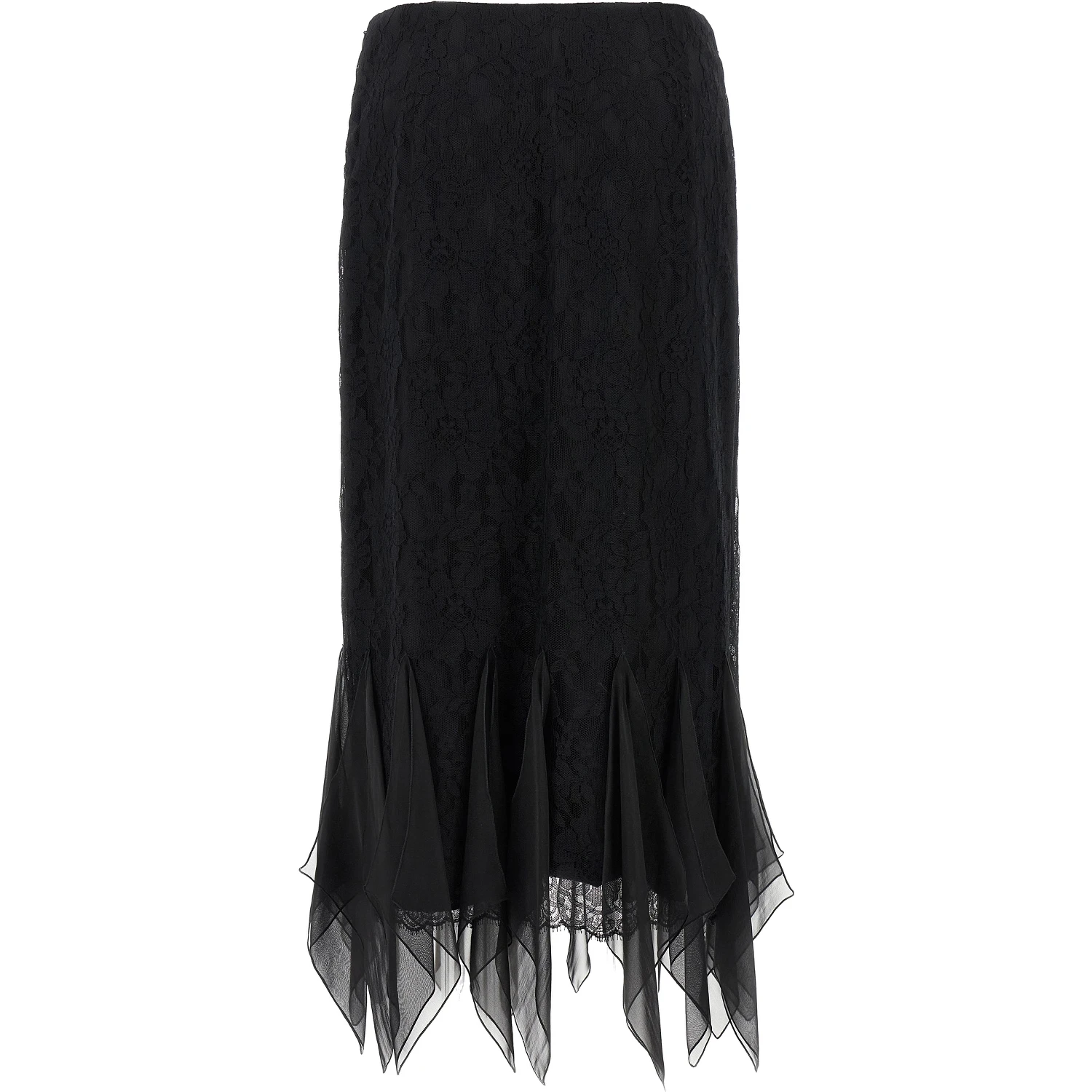 Black Cotton Midi Skirt