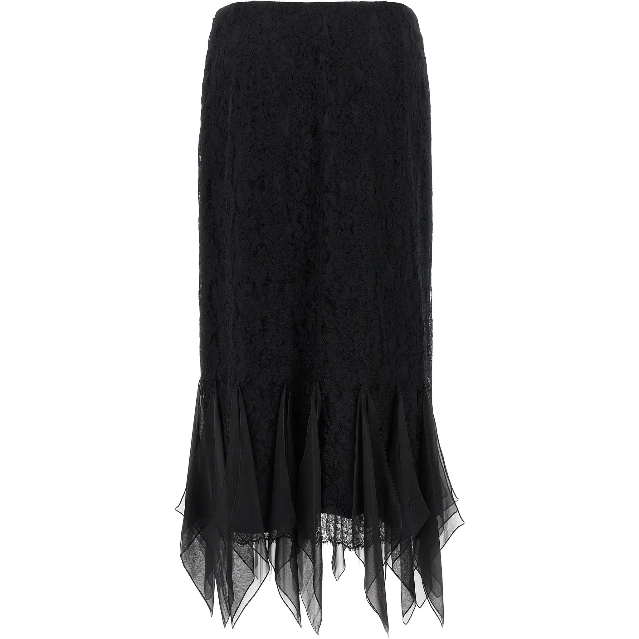 Black Cotton Midi Skirt