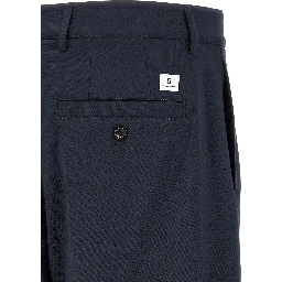 Blue Polyester Chino Pants