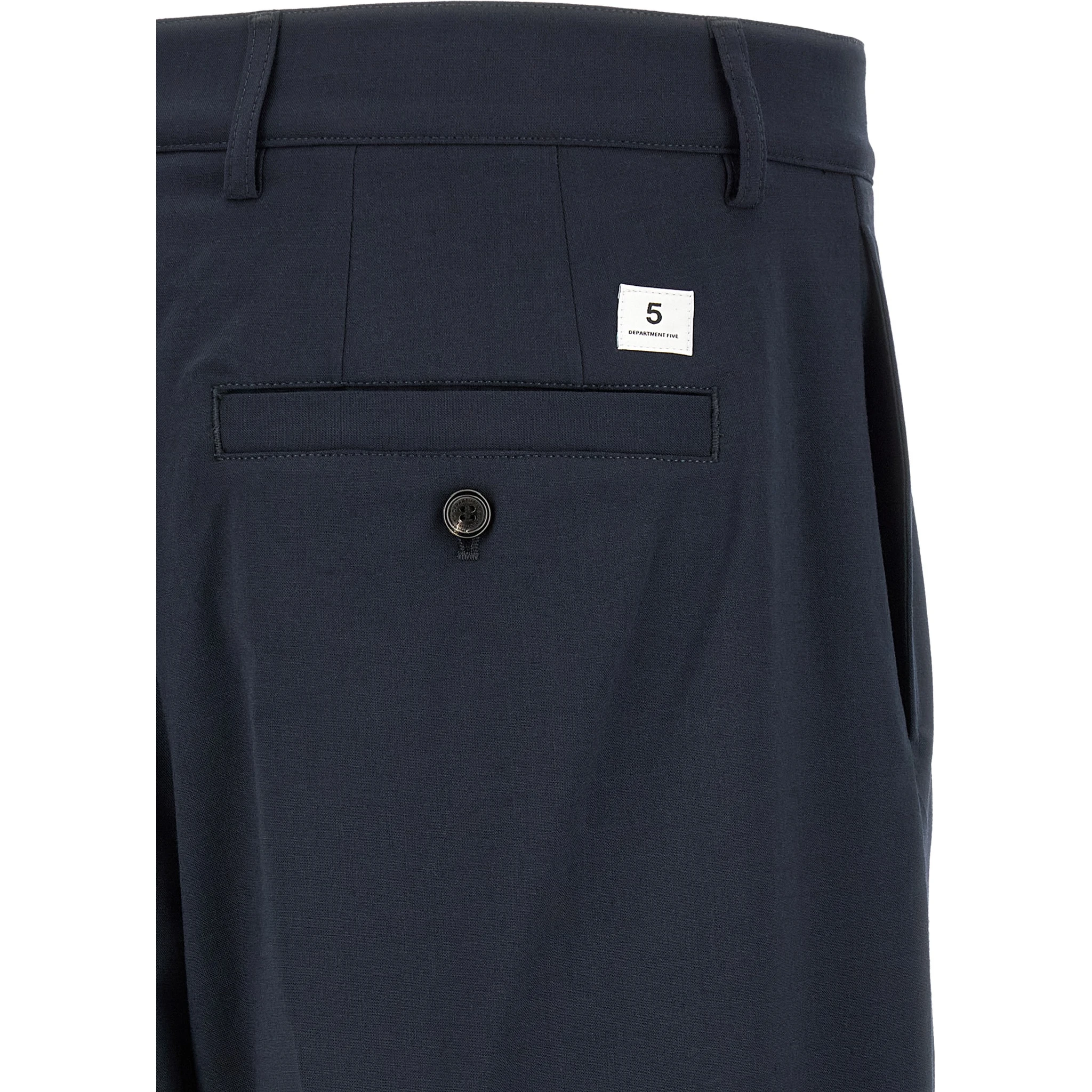 Blue Polyester Chino Pants