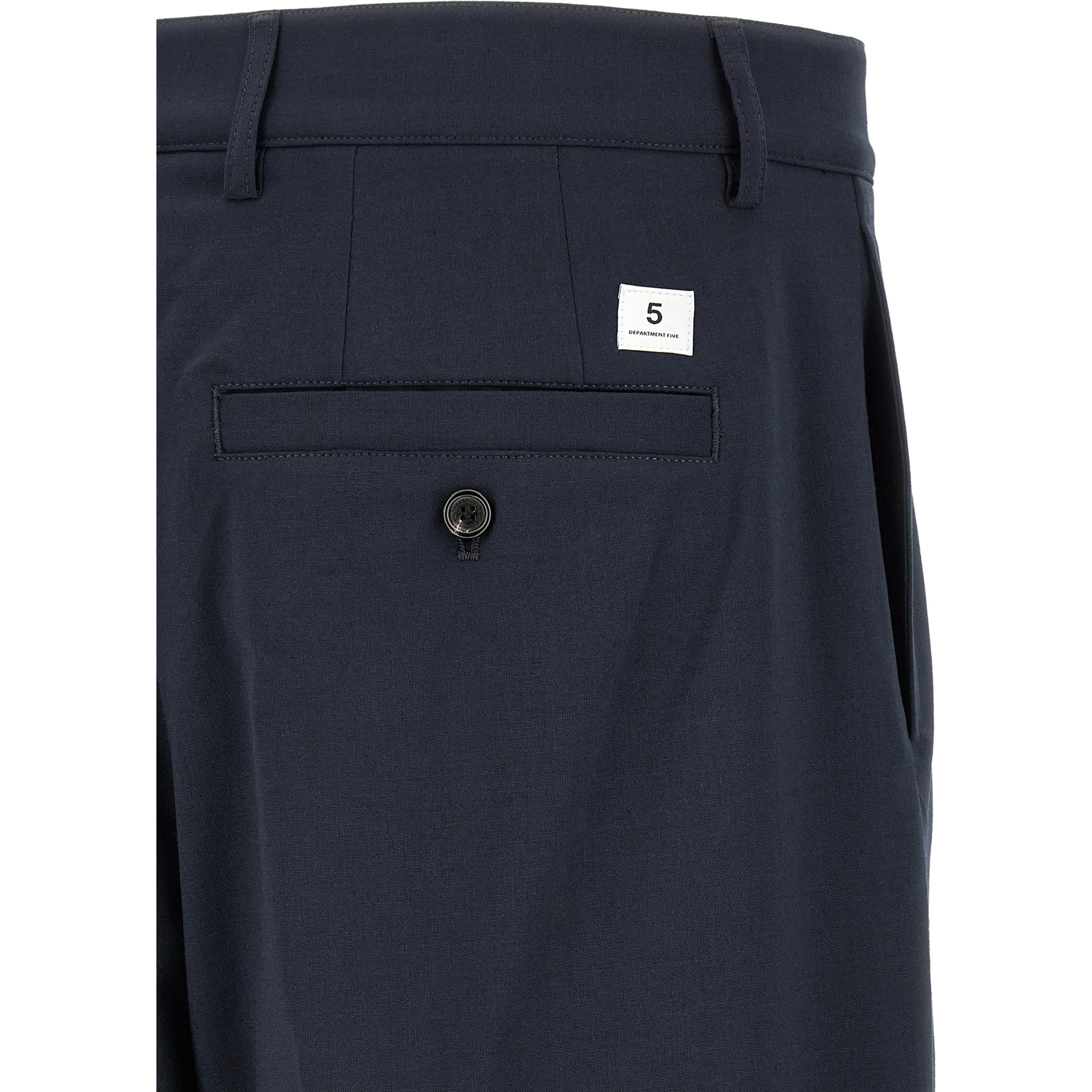 Blue Polyester Chino Pants