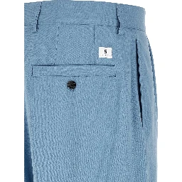 Blue Polyester Chino Pants
