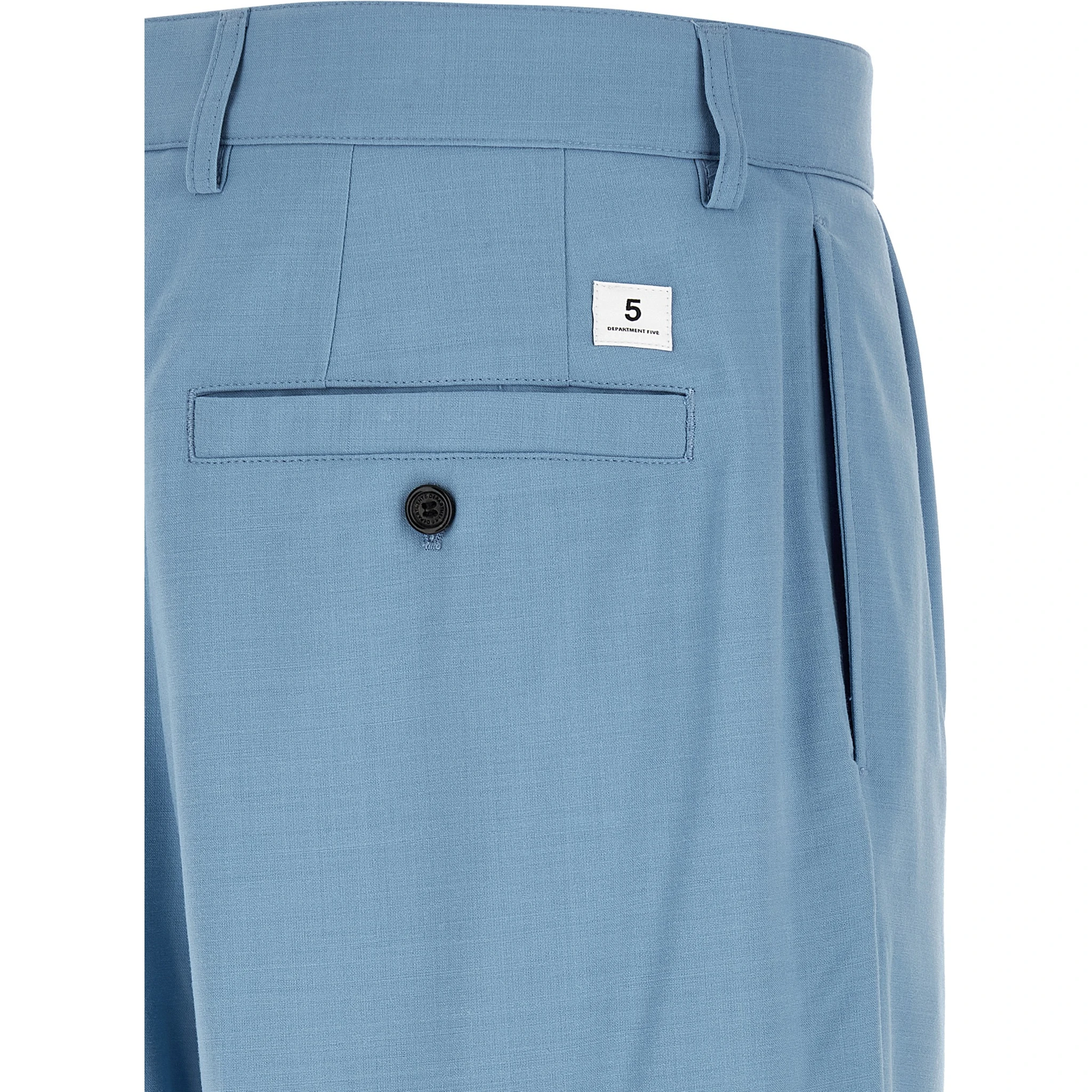 Blue Polyester Chino Pants