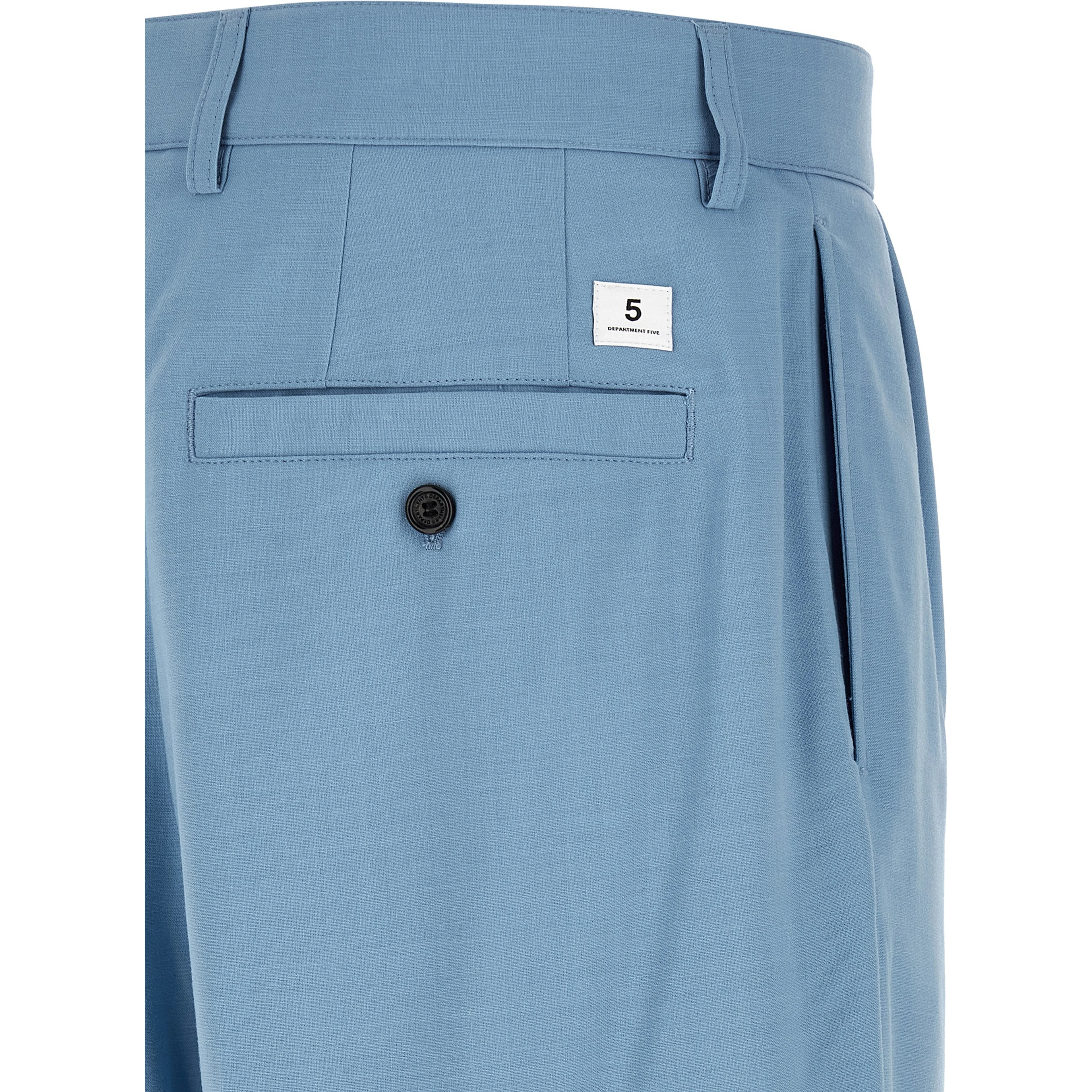 Blue Polyester Chino Pants