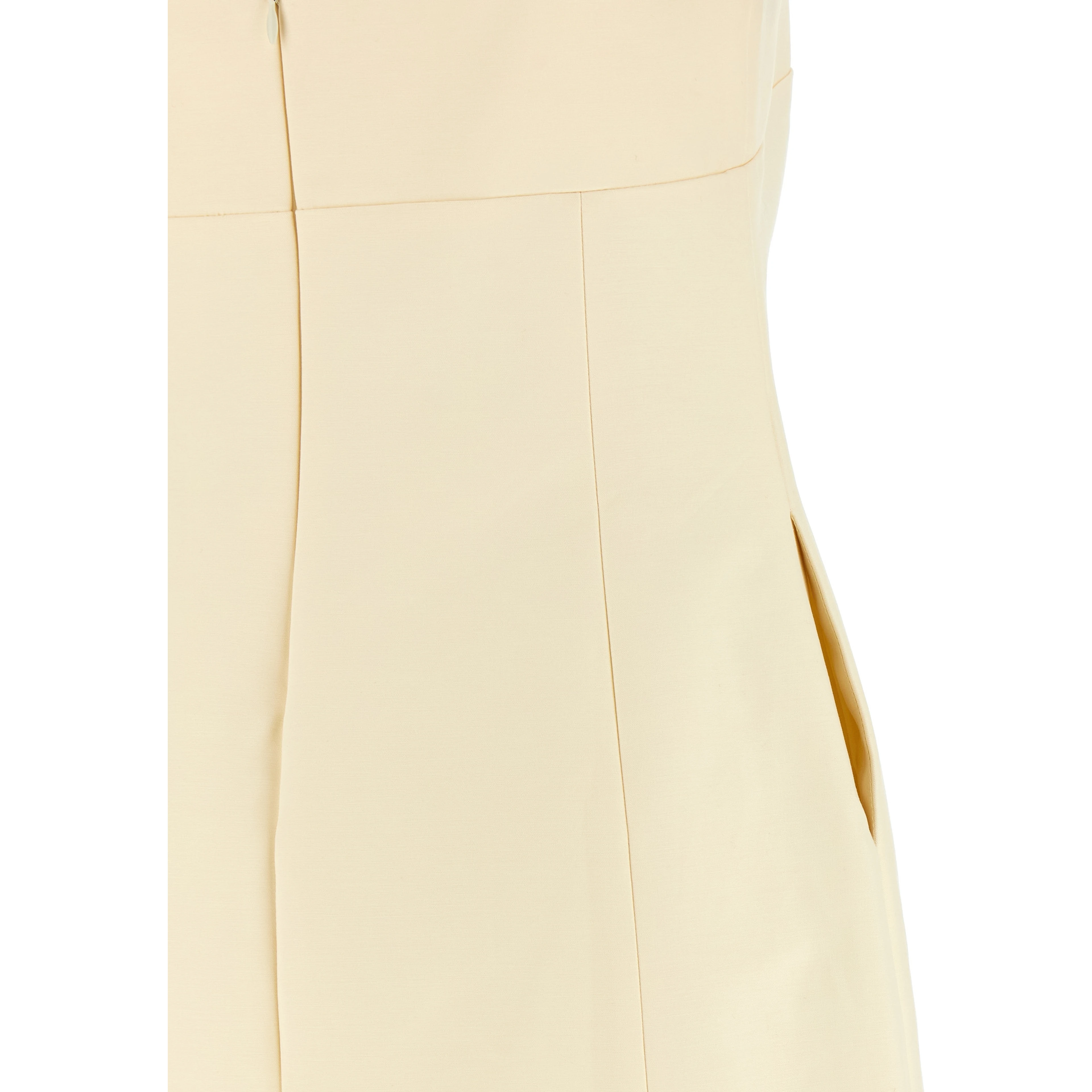 Beige Cotton Short Dress