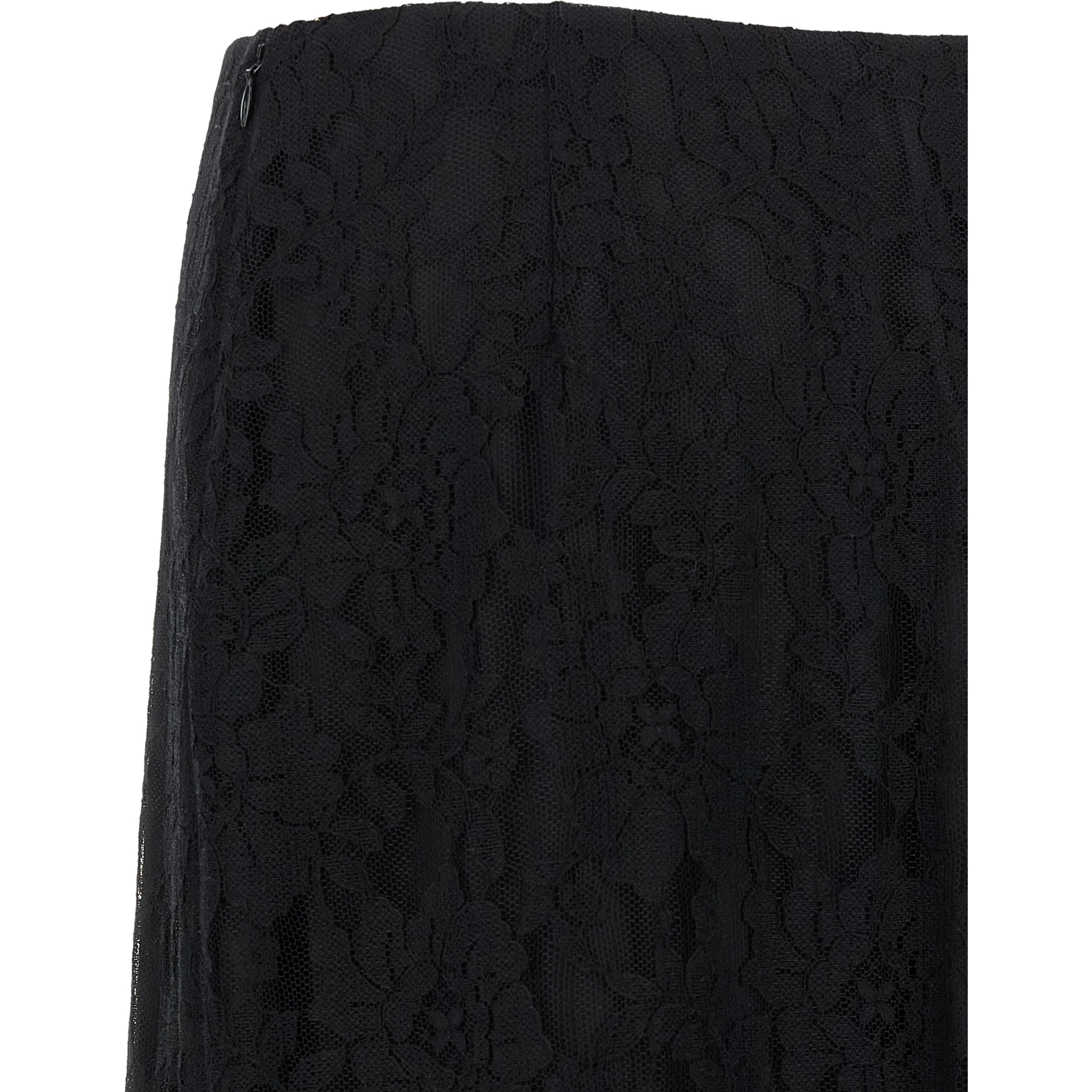 Black Cotton Midi Skirt