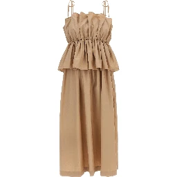 Beige Cotton Long Dress