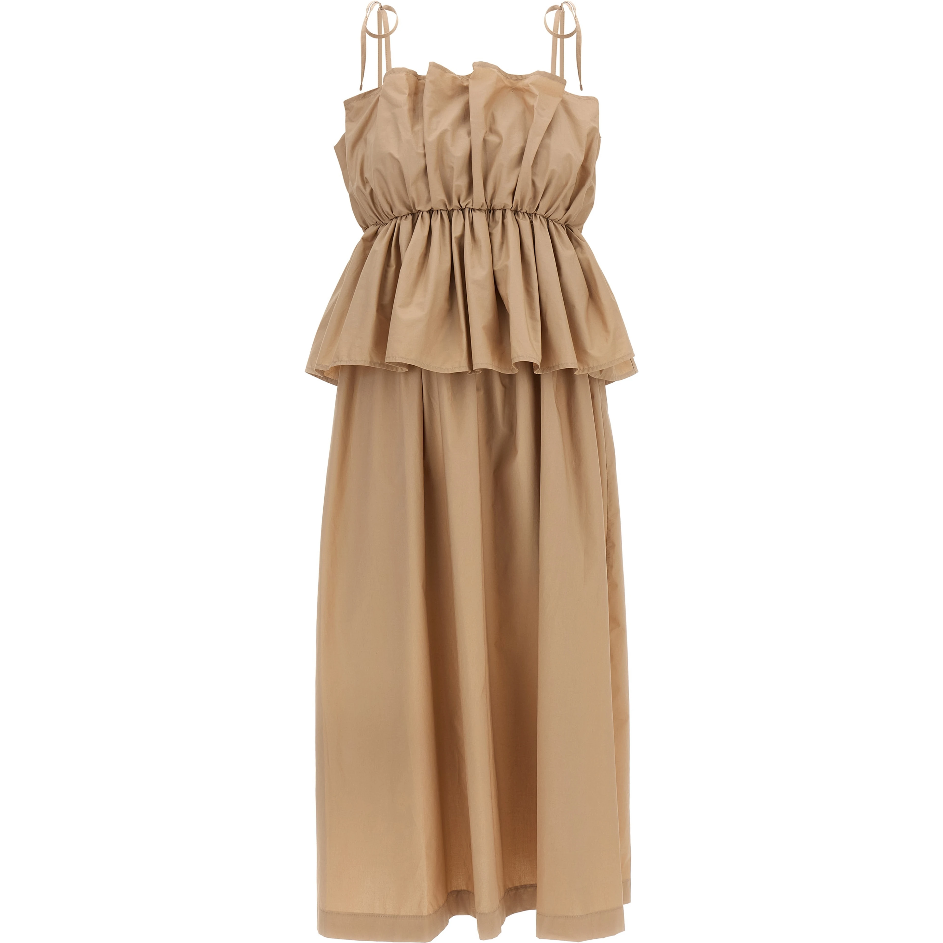 Beige Cotton Long Dress