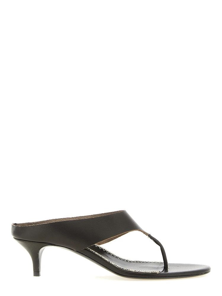 Brown Leather Stiletto Heel Sandals