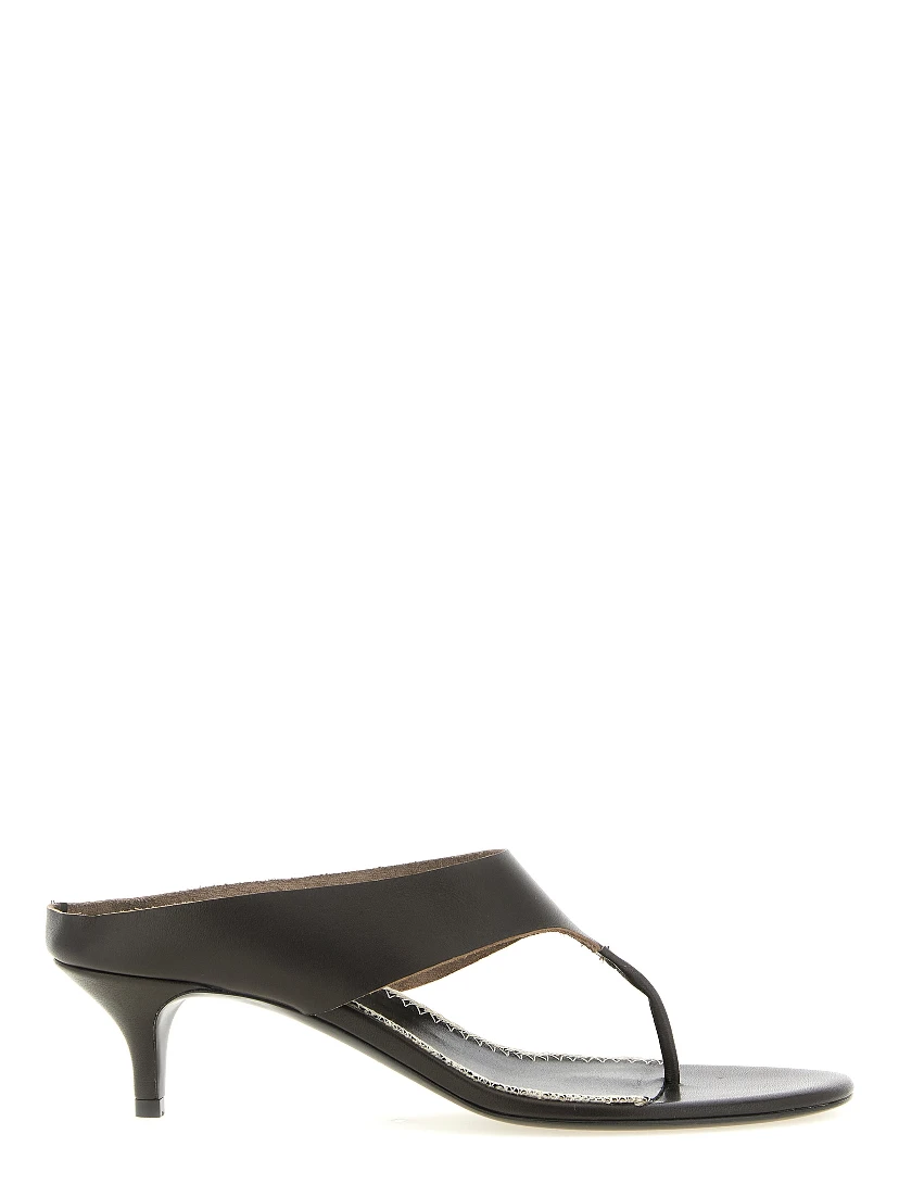 Brown Leather Stiletto Heel Sandals
