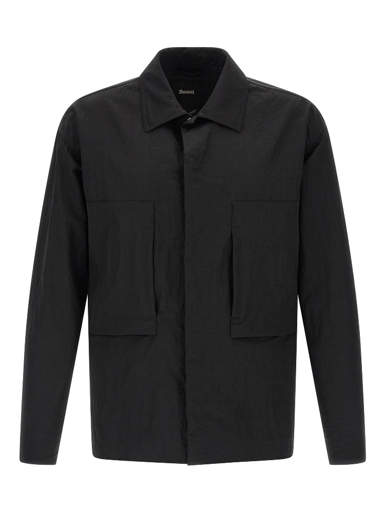 Black Polyamide Full-Length Jacket