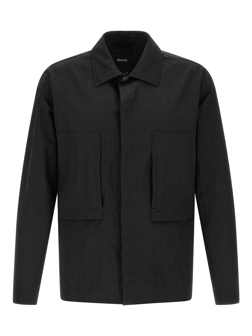 Black Polyamide Full-Length Jacket