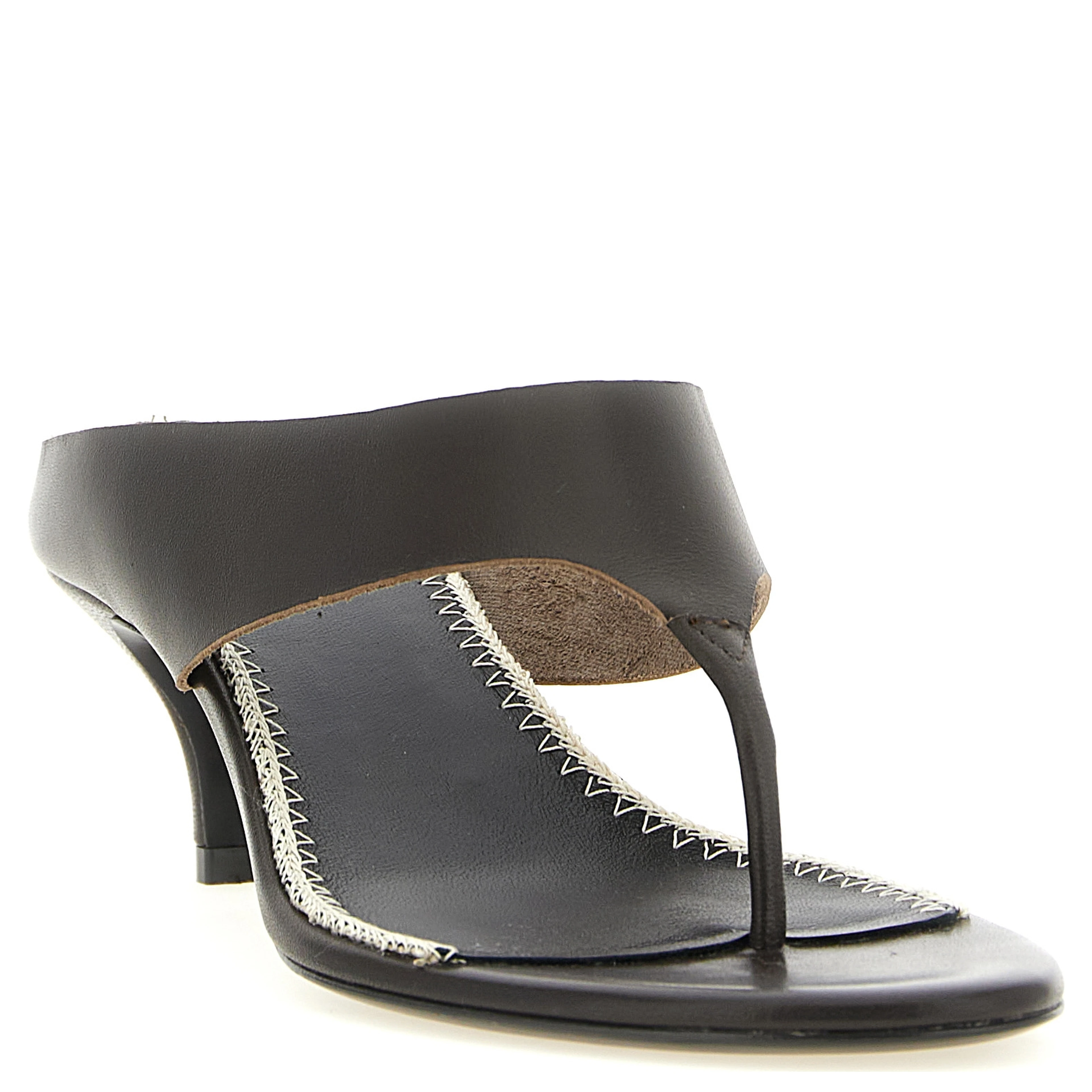 Brown Leather Stiletto Heel Sandals