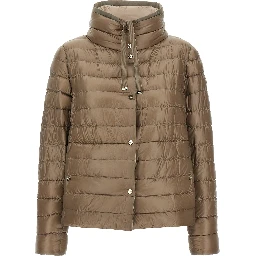 Brown Polyamide Full-Length Jacket
