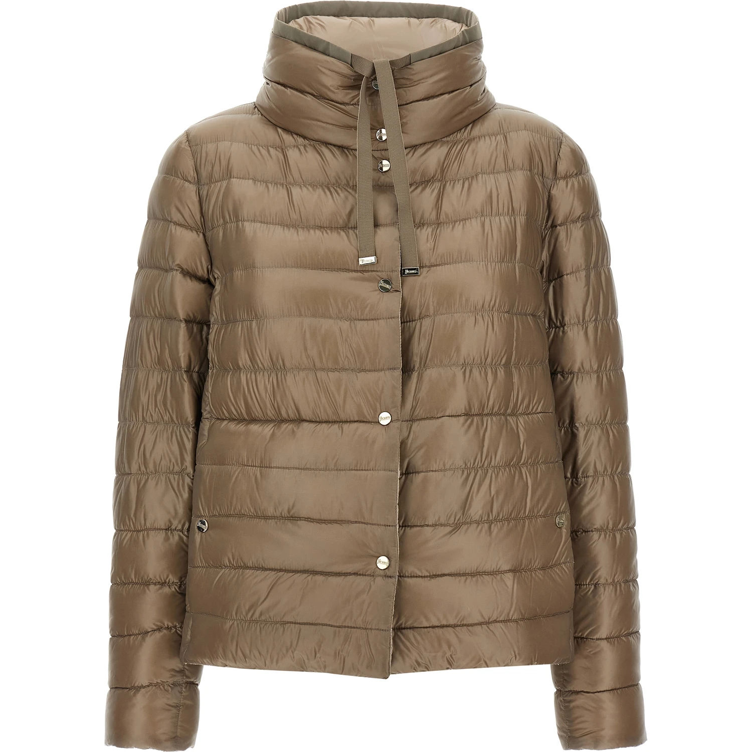 Brown Polyamide Full-Length Jacket