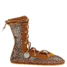 Brown Polyester Ankle Boots