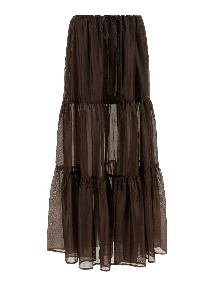 Brown Lycra Mini Skirt