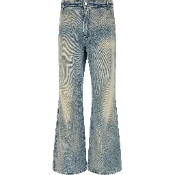 Blue Cotton Flared Jeans