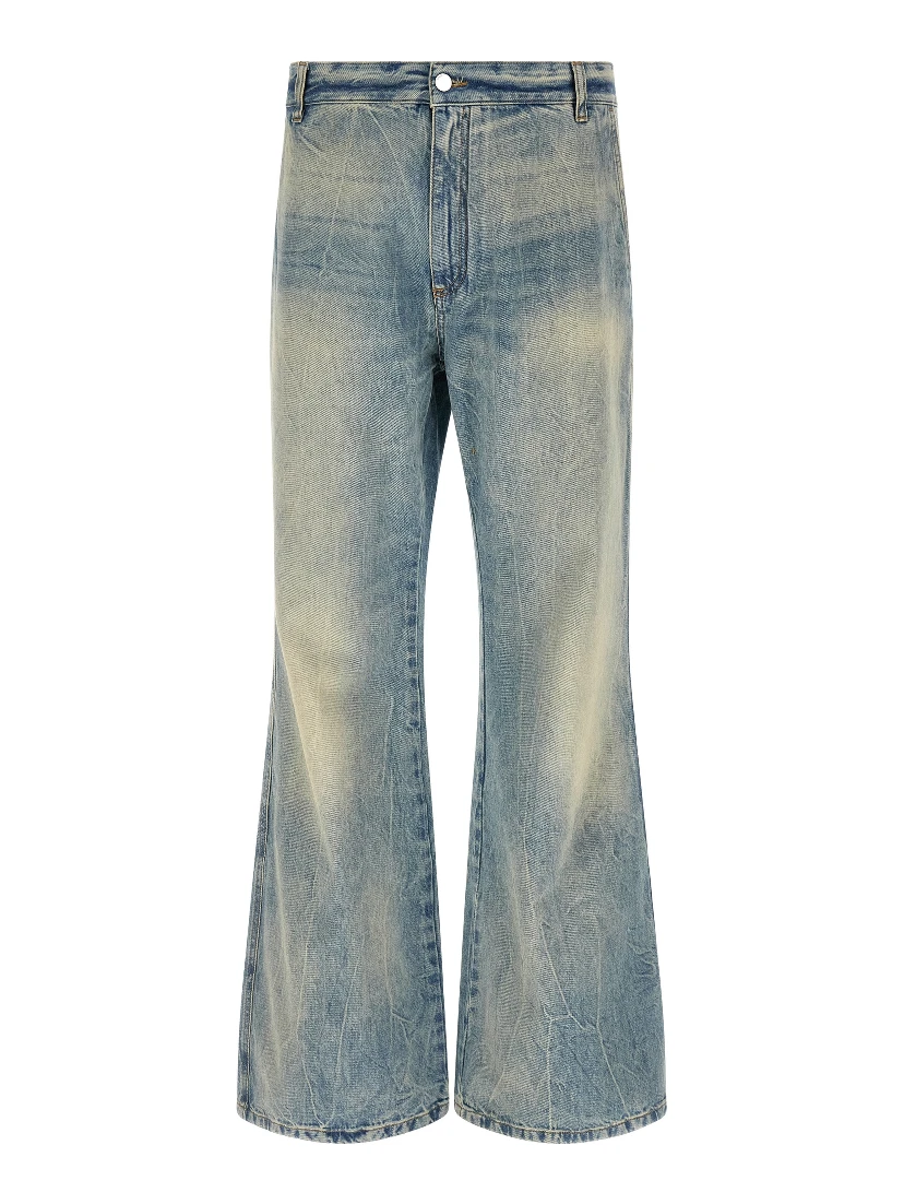 Blue Cotton Flared Jeans
