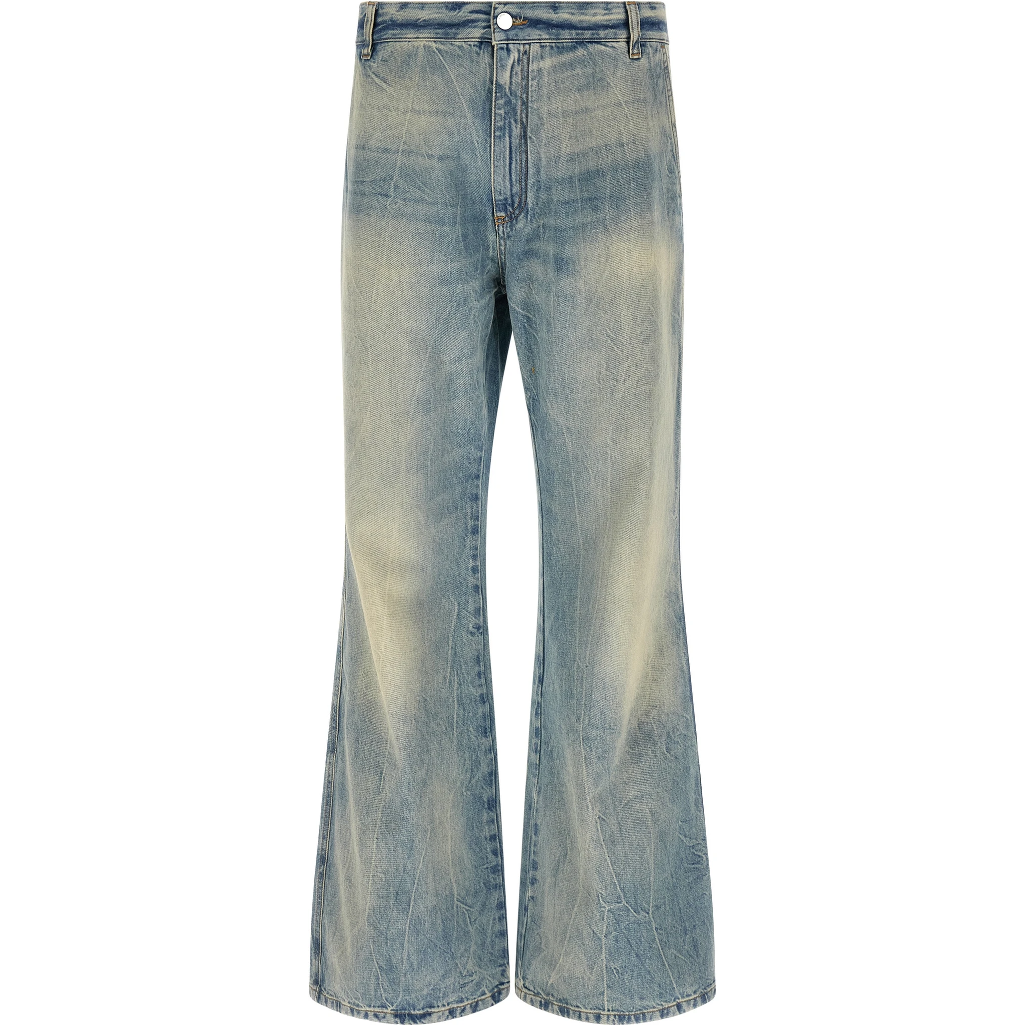 Blue Cotton Flared Jeans