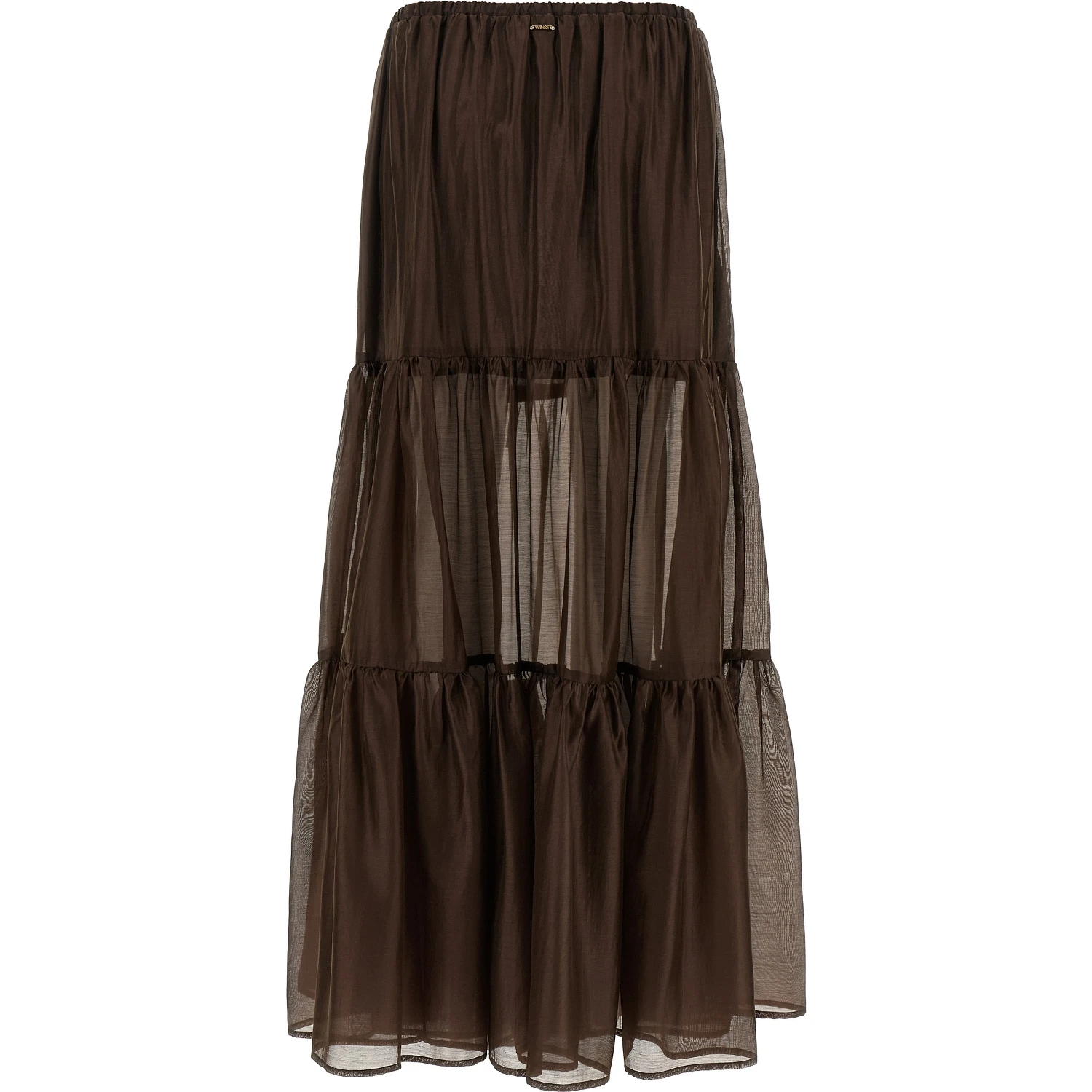 Brown Lycra Mini Skirt