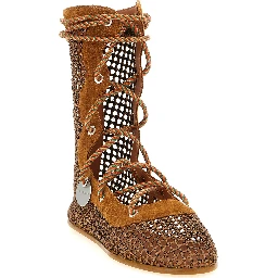 Brown Polyester Ankle Boots