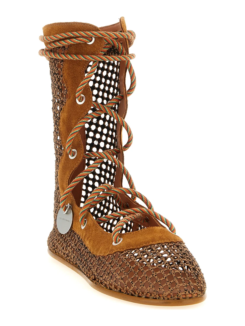 Brown Polyester Ankle Boots