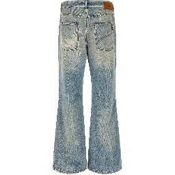 Blue Cotton Flared Jeans