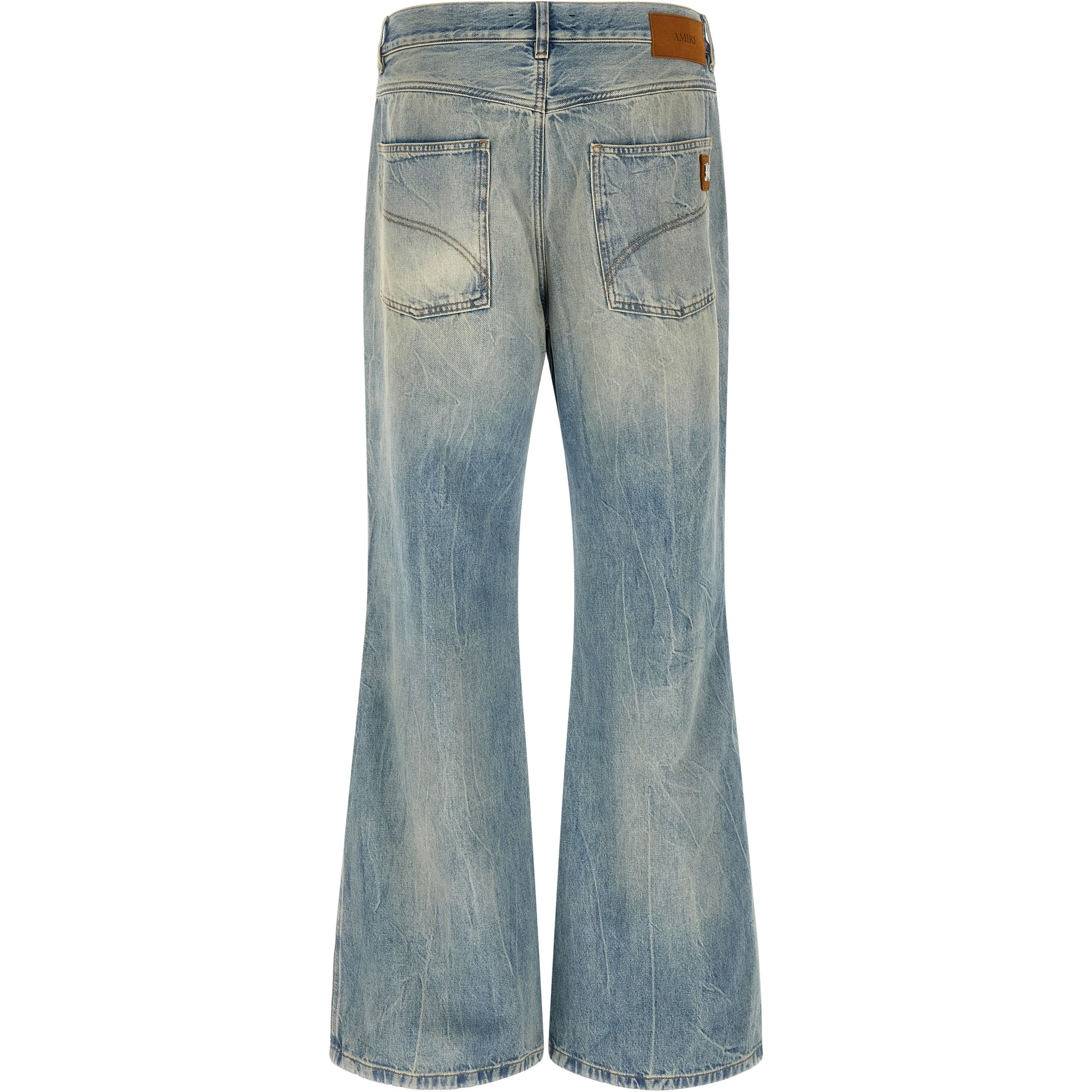 Blue Cotton Flared Jeans