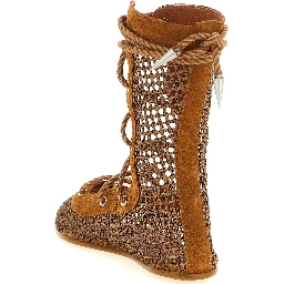Brown Polyester Ankle Boots
