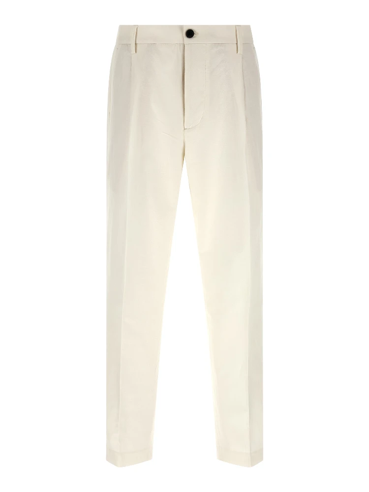 White Cotton Casual Pants