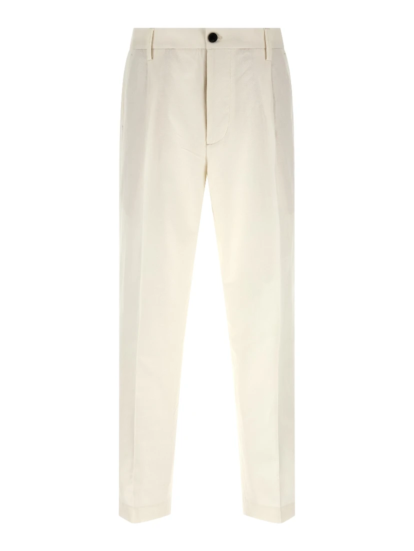 White Cotton Casual Pants