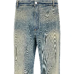 Blue Cotton Flared Jeans