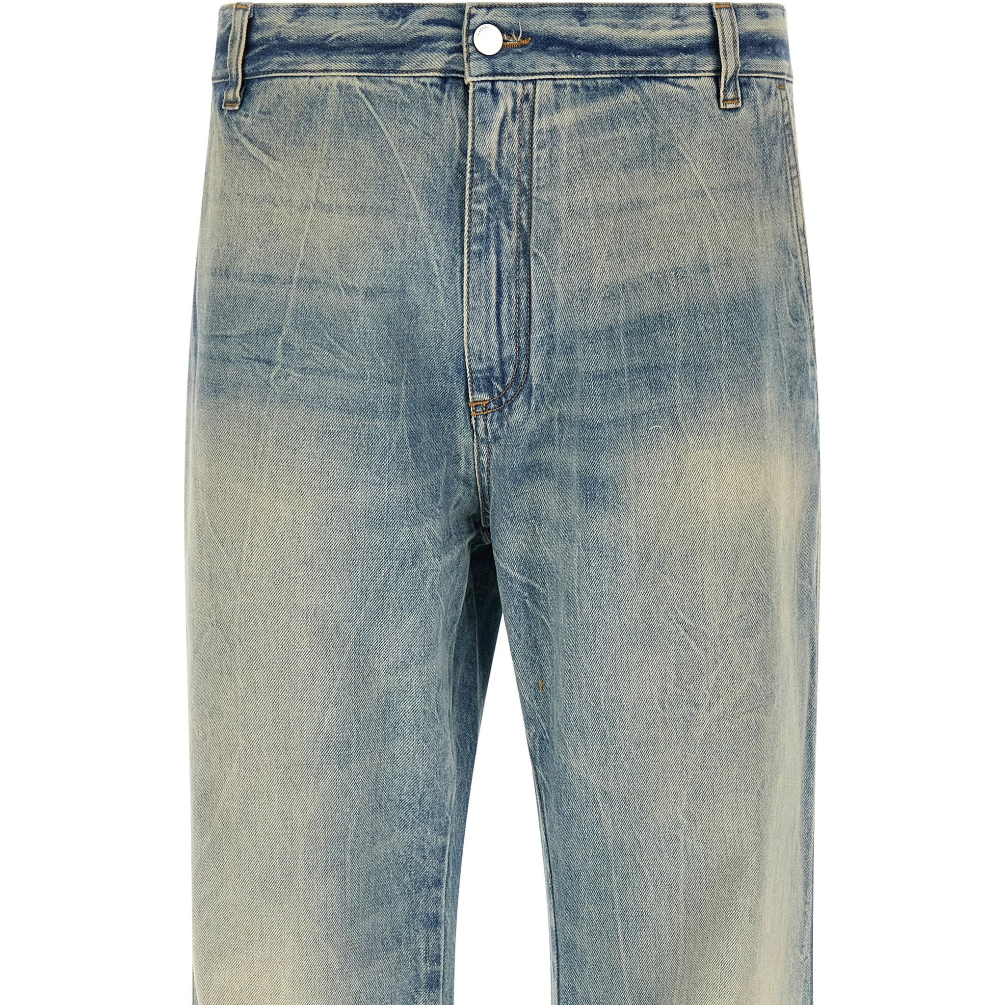 Blue Cotton Flared Jeans