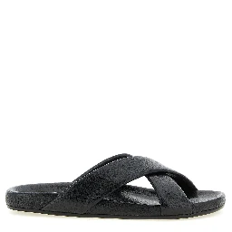 Black Lamb Leather Slides
