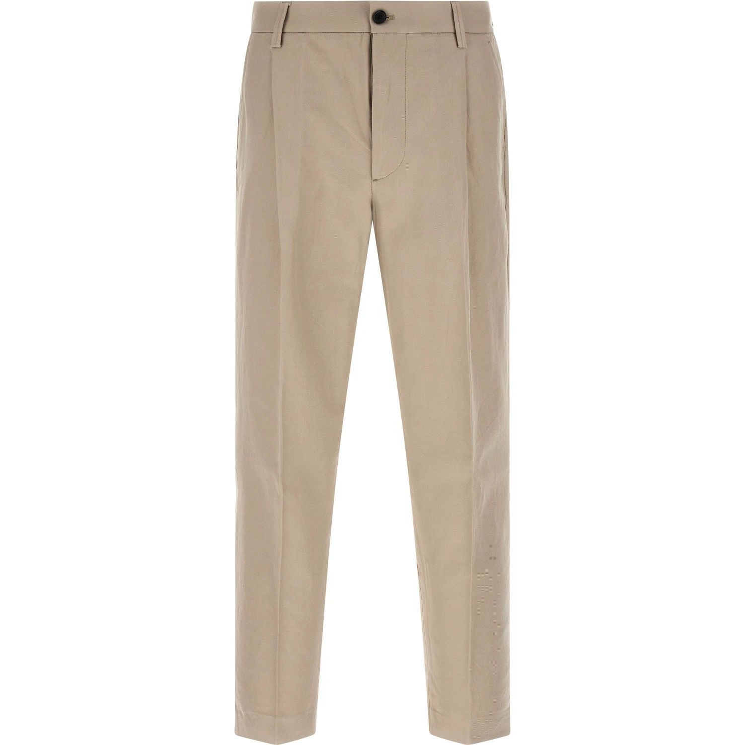 Beige Cotton Casual Pants