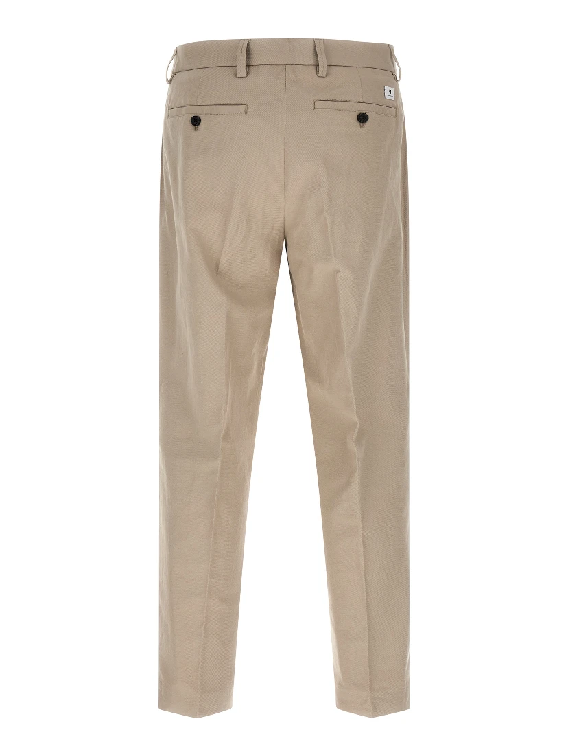Beige Cotton Casual Pants