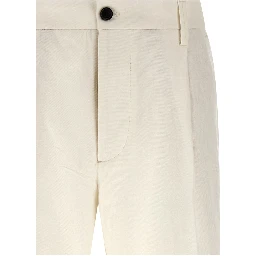 White Cotton Casual Pants