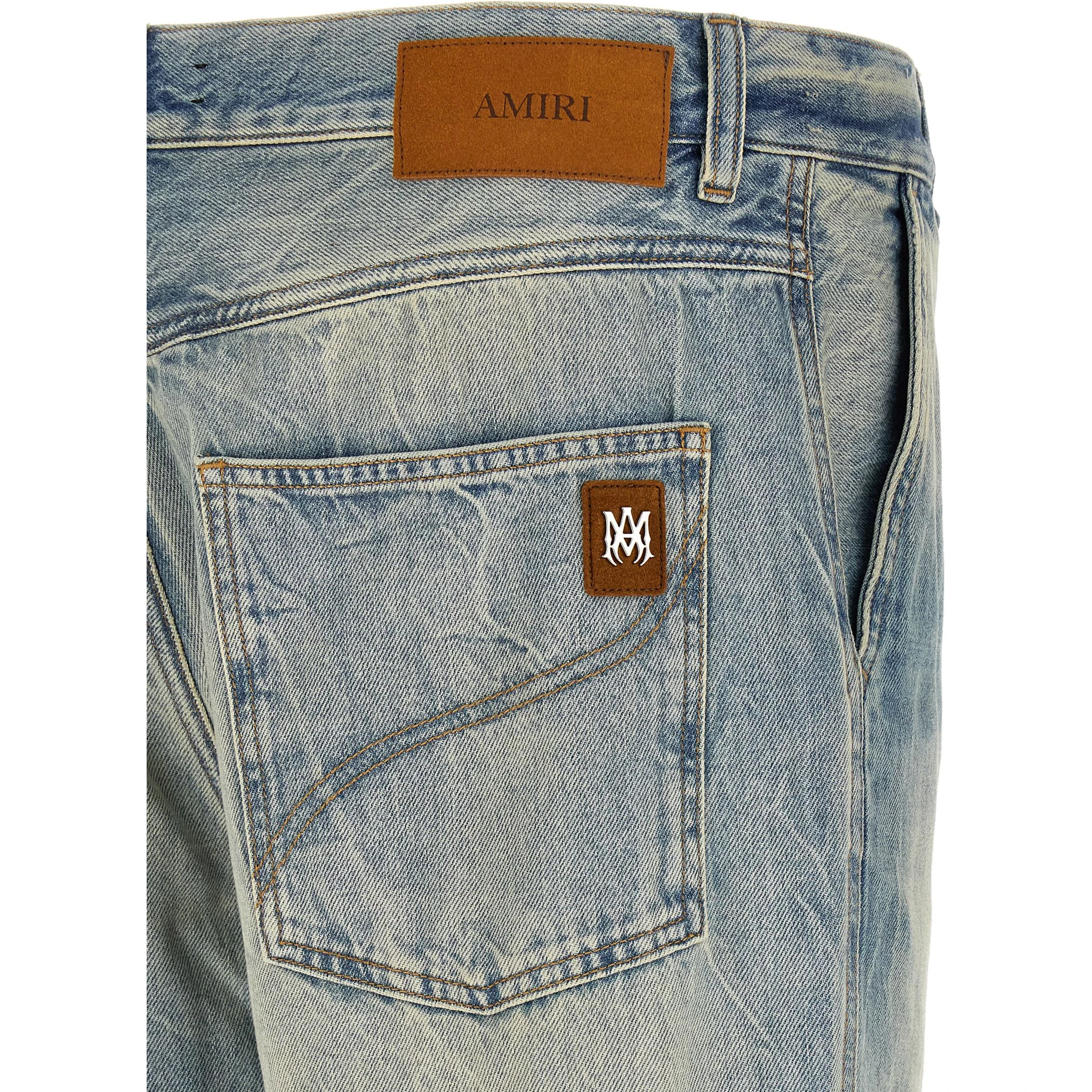 Blue Cotton Flared Jeans