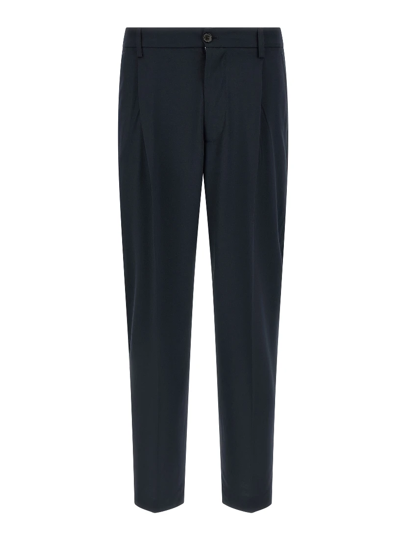 Blue Polyester Casual Pants