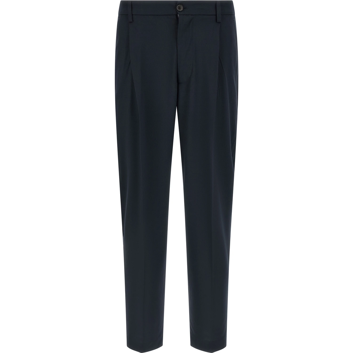 Blue Polyester Casual Pants
